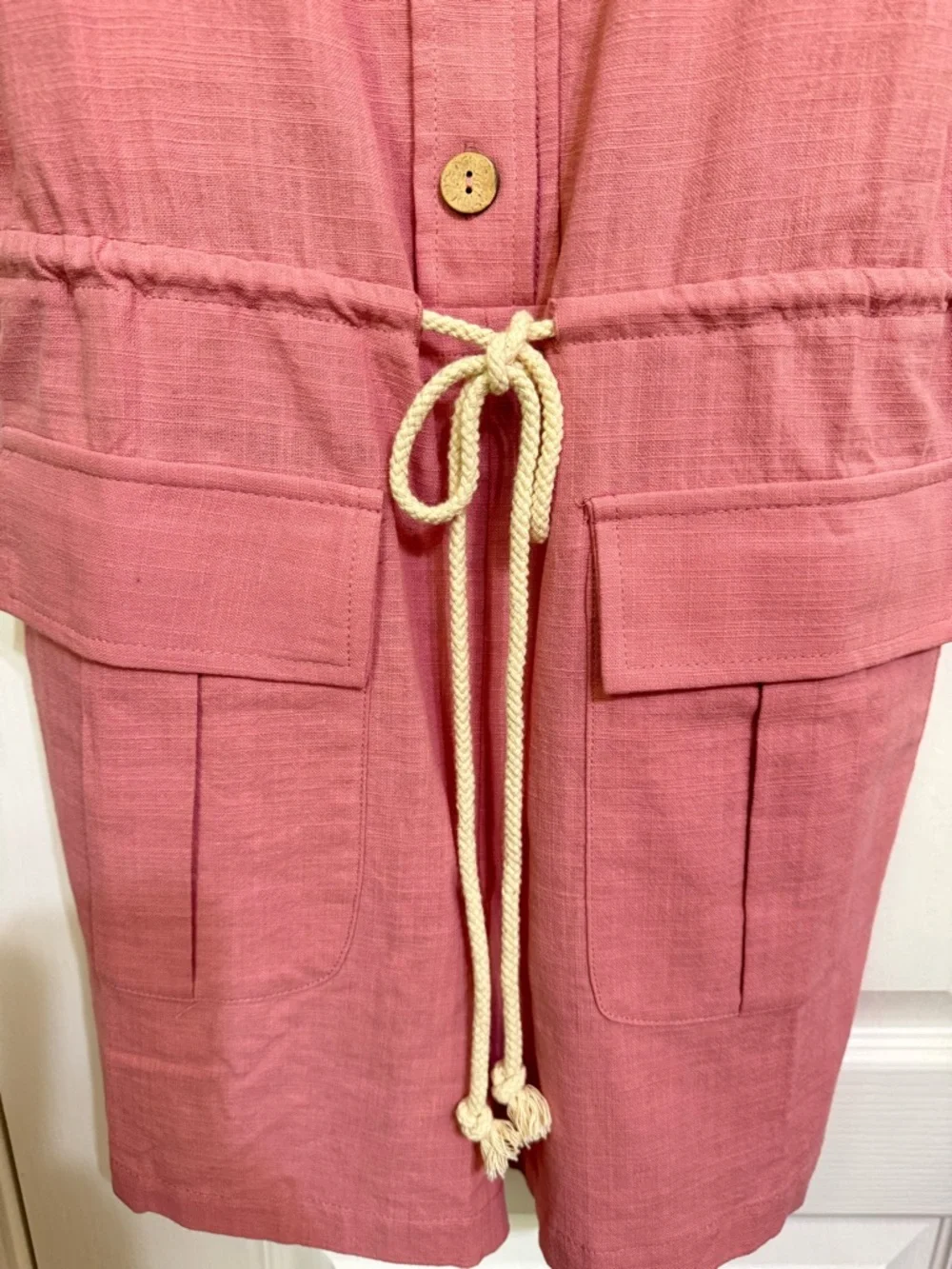 Pink Drawstring Utility Shorts Romper NWT - Picture 3 of 11